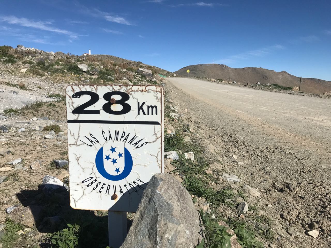 28 km, Las Campanas Observatory Sign