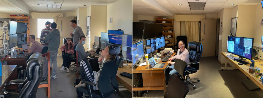 The control room with 7 people in 2025 December on the left and with 1 person in 2026 May on the right